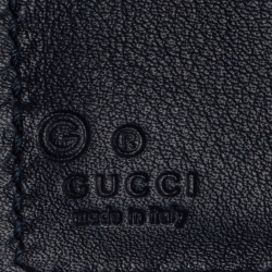 Pre Owned Gucci Navy Blue Leather Microguccissima Bifold Wallet