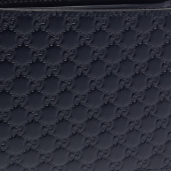 Pre Owned Gucci Navy Blue Leather Microguccissima Bifold Wallet