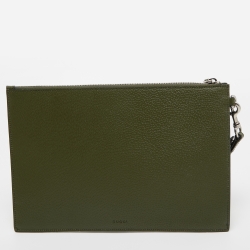 Gucci Fatigue Green Leather GG Marmont Pouch