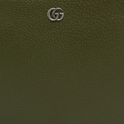 Gucci Fatigue Green Leather GG Marmont Pouch