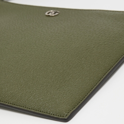 Gucci Fatigue Green Leather GG Marmont Pouch