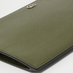 Gucci Fatigue Green Leather GG Marmont Pouch