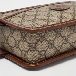 Gucci Brown/Tan GG Supreme Canvas and Leather Pouch