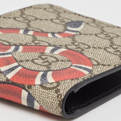 Gucci Beige GG Supreme Canvas Kingsnake Bifold Wallet
