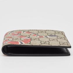Gucci Beige GG Supreme Canvas Kingsnake Bifold Wallet