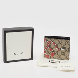 Gucci Beige GG Supreme Canvas Kingsnake Bifold Wallet