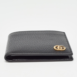 Gucci Black Leather GG Marmont Bifold Wallet