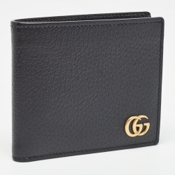 Gucci Black Leather GG Marmont Bifold Wallet