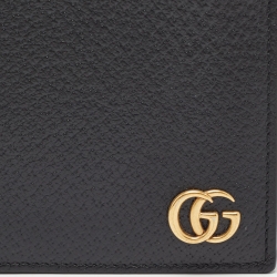Gucci Black Leather GG Marmont Bifold Wallet