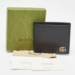 Gucci Black Leather GG Marmont Bifold Wallet