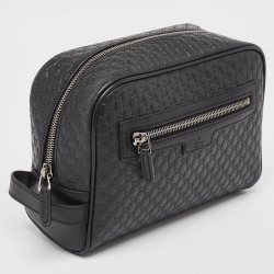 مملوكة مسبقًا Gucci Black Micro Guccissima Leather Zip Pouch