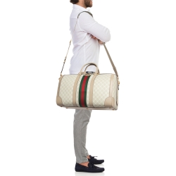 Gucci Beige GG Supreme Canvas Medium Savoy Duffle Bag