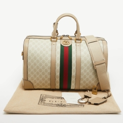 Gucci Beige GG Supreme Canvas Medium Savoy Duffle Bag