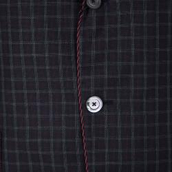 Gucci Navy Blue Checkered Wool Contrast Piping Detail Regular Fit Blazer L
