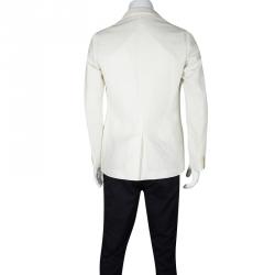 Gucci Cream Textured Regular Fit Tailored Blazer L