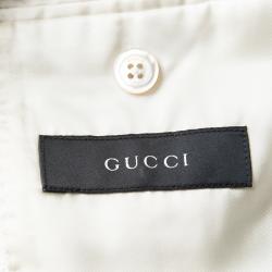 Gucci Cream Textured Regular Fit Tailored Blazer L