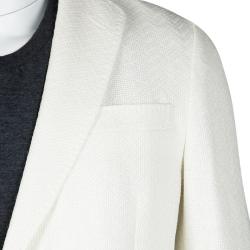 Gucci Cream Textured Regular Fit Tailored Blazer L