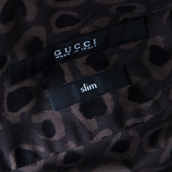 Gucci Dark Brown Leopard Printed Cotton Button Front Shirt 3XL