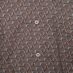 مملوكة مسبقًا قميص غوتشي قطن بني هورسبيت مطبوع بأكمام طويلة مجسم M