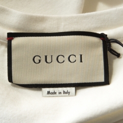Pre Owned Gucci White Cotton Jersey Embroidered Leopard Patch T-Shirt M 