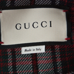 Gucci Multicolor Plaid Flannel Embroidered Logo Motif Shirt M 