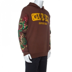Gucci Brown Cotton Logo Printed Dapper Dan Hoodie M 