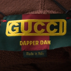 Gucci Brown Cotton Logo Printed Dapper Dan Hoodie M 