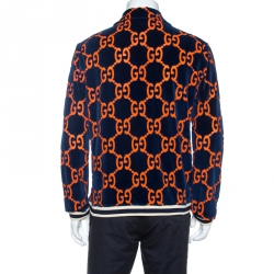 Gucci Bicolor GG Chenille Velvet Zip Front Jacket L