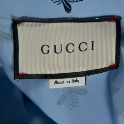 Gucci Blue Bee & Star Print Cotton Long Sleeve Duke Shirt L