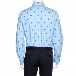 Gucci Blue Bee & Star Print Cotton Long Sleeve Duke Shirt L