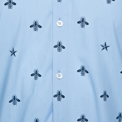 Gucci Blue Bee & Star Print Cotton Long Sleeve Duke Shirt L
