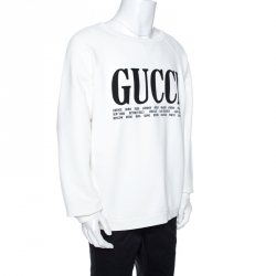 مملوكة مسبقًا سويتشيرت غوتشي قطن طباعة سيتيز وشعار أبيض M