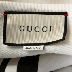 مملوكة مسبقًا سويتشيرت غوتشي قطن طباعة سيتيز وشعار أبيض M