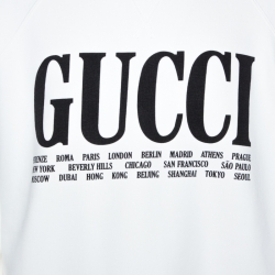 مملوكة مسبقًا سويتشيرت غوتشي قطن طباعة سيتيز وشعار أبيض M