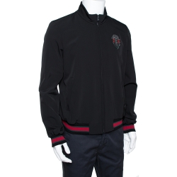 Gucci Black Synthetic Hysteria Web Zip Front Track Jacket M