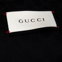 Gucci Black Logo Pattern Stripe Detail Hooded Shell Jacket XL