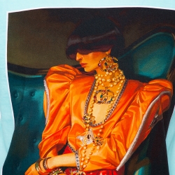 Pre Owned Gucci Blue Cotton Ignasi Monreal Printed Crewneck T-Shirt XS