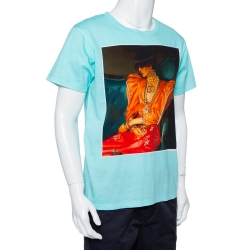 Pre Owned Gucci Blue Cotton Ignasi Monreal Printed Crewneck T-Shirt XS