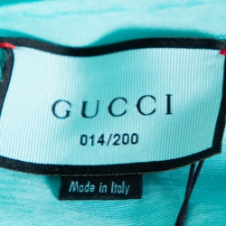 Pre Owned Gucci Blue Cotton Ignasi Monreal Printed Crewneck T-Shirt XS