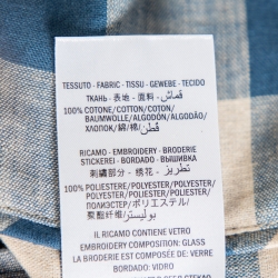 مملوكة مسبقًا جاكيت غوتشي دنيم أزرق باهت حلية قلب وتطريز كبير الحجم مقاس صغير جدًا - إكس سمول