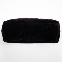 Pre Owned Gucci Brown Goldmark Velvet Diamante Carryon Duffle Bag