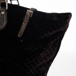 Pre Owned Gucci Brown Goldmark Velvet Diamante Carryon Duffle Bag