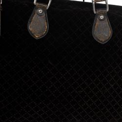 Pre Owned Gucci Brown Goldmark Velvet Diamante Carryon Duffle Bag