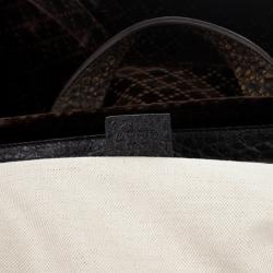 Pre Owned Gucci Brown Goldmark Velvet Diamante Carryon Duffle Bag