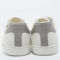 Pre Owned Gucci White Perforated Interlocking G Leather Ace Sneakers Size 41