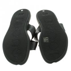 Gucci Black Guccissima Leather Cross Strap Slide Sandals Size 45
