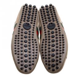 Gucci Beige Suede Web Detail Sneakers Size 42.5