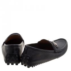 Pre Owned Gucci Black Leather Horsebit Loafers Size 41