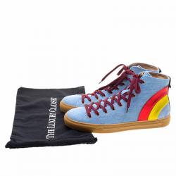 Gucci Denim and Leather Major Rainbow High Top Sneakers Size 42.5