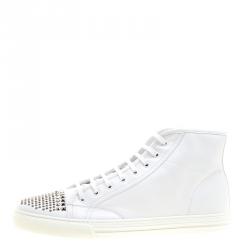Gucci White Studded Leather California High Top Sneakers Size 48